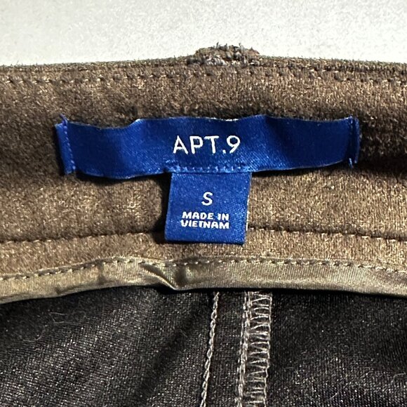 APT 9 Brown Faux Suede Mini Skirt Front Zipper Slash Pockets SZ S Preppy Academi - Picture 3 of 14